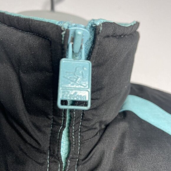 VTG Downhill Racer Jacket Ski Down Fill 80s Puffer Color Block Size M Teal Black - Picture 5 of 12